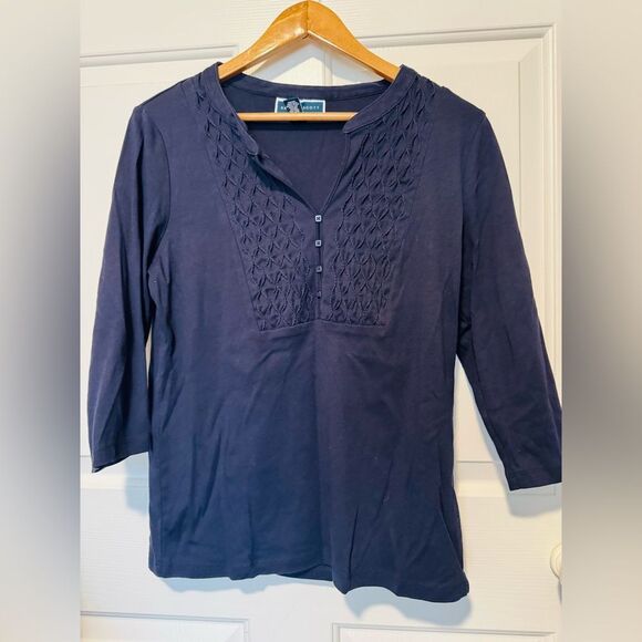 Karen Scott Blue Polo Blouse with Ruched Details - Picture 1 of 7